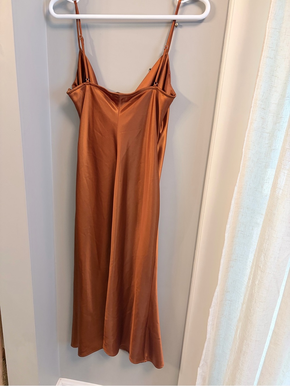 Meshki Copper Satin Cowl Slip Dress - Picture 3 of 4